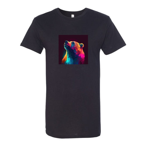 BELLA CANVAS MEN'S LONG BODY URBAN TEE 3006 Light neon style art portrait of a bear